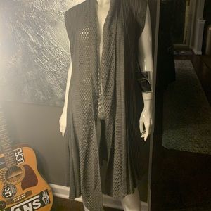 LOVE STITCH gray sleeveless duster sweater LARGE